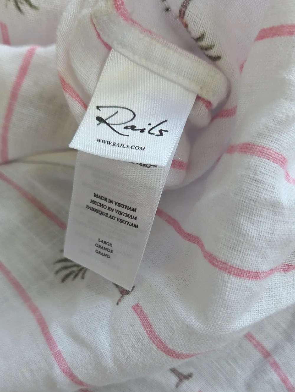 Rails Charli Stripe Palm Tree Print Linen Blend Shirt Women's Large - Picture 6 of 8